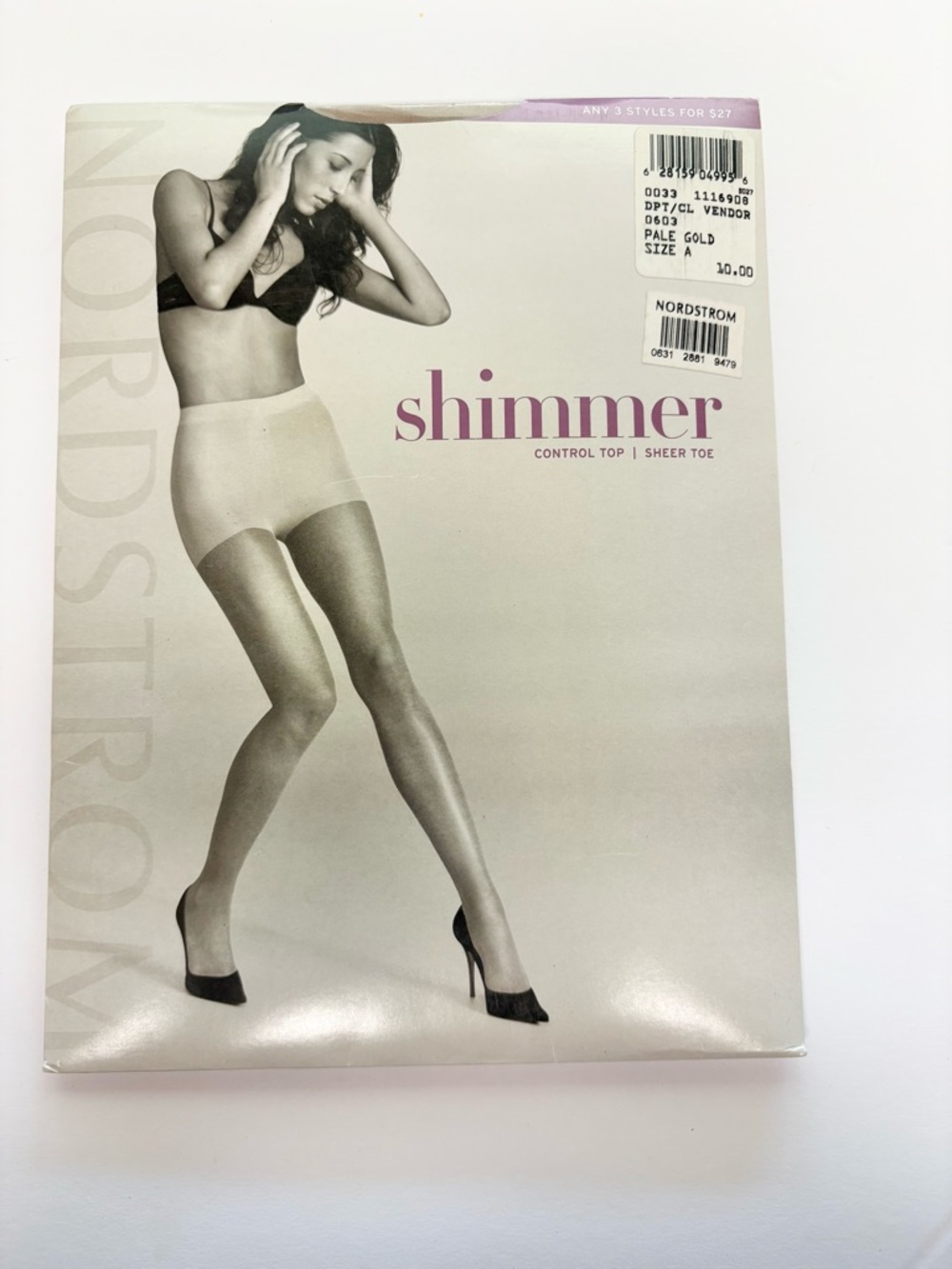 Nordstrom Shimmer Sheer Control Top Hosiery in Pale Gold Size A